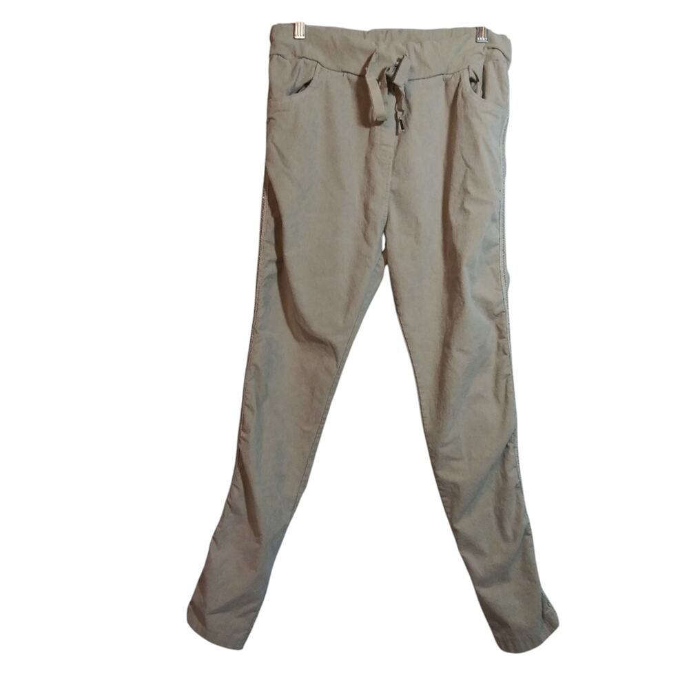 The Porter Collective Tapered Cream Crushed Velvet Pull on Pants Size L